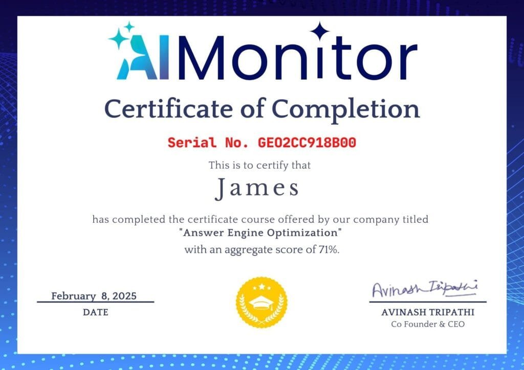 Free Answer Engine Optimization Course Certificate
